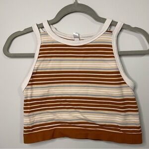 Striped Brown and White Women's Crop Top